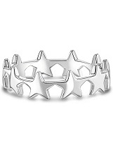beautiful star band polished silver baby ring
